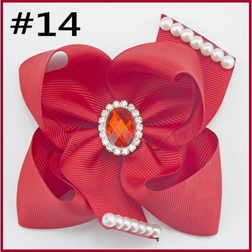 Children’s hair clips with rhinestone, Pure color pearl hair bow Children’s hair clips with rhinestone, Pure color pearl hair bow