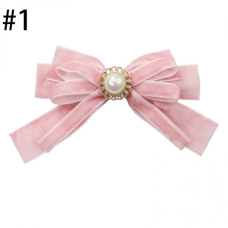 Velvet hair bows for Women pearl  velvet bow clip