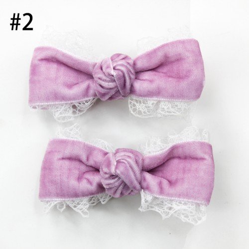 1 pair Velvet hair bows for girl toddle lace velvet bow clip