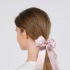 Women Gorgeous Polyester Cotton Hair Bows Clips Solid Color Long Streamer Cheer Hair Clip Girls Satin Long Tail Sailor Bows