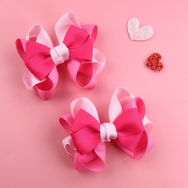 2pcs/pair Girls Octopus Hair Bow Clip Leopard rainbow Hair Bow Clips for Kids Grosgrain Ribbon Octopus Hair Accessories