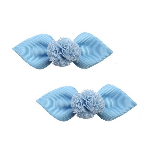Girls Flower Round Loopy Bows Pompom Mink Hair Clip School Hair Bows Set Kids Hair Bow Accessories