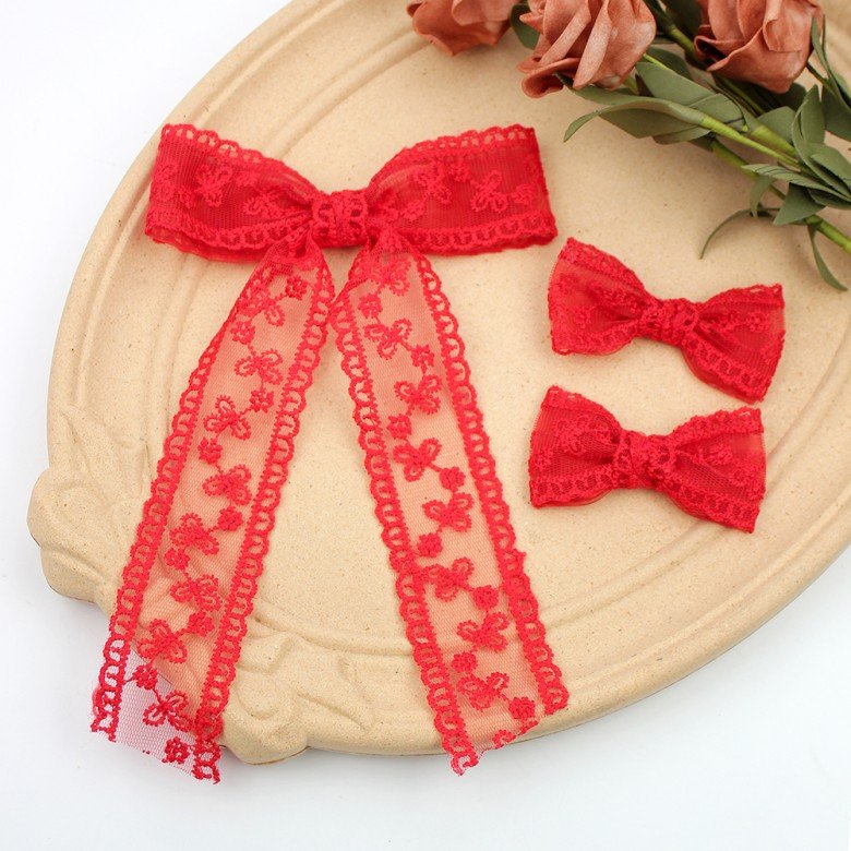 Lace Tassel Hair Bow Clip Set Women Girls Lace Tassel Bowknot Bows Girls Tulle Lace Hair Accessories