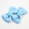 Girls Sparkly Small Rhinestone Glower Hair Bow Clip Double Layered Solid Color Grosgrain Ribbon Pearl Hair Bow Accessories