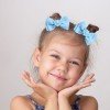 Girls Sparkly Small Rhinestone Glower Hair Bow Clip Double Layered Solid Color Grosgrain Ribbon Pearl Hair Bow Accessories