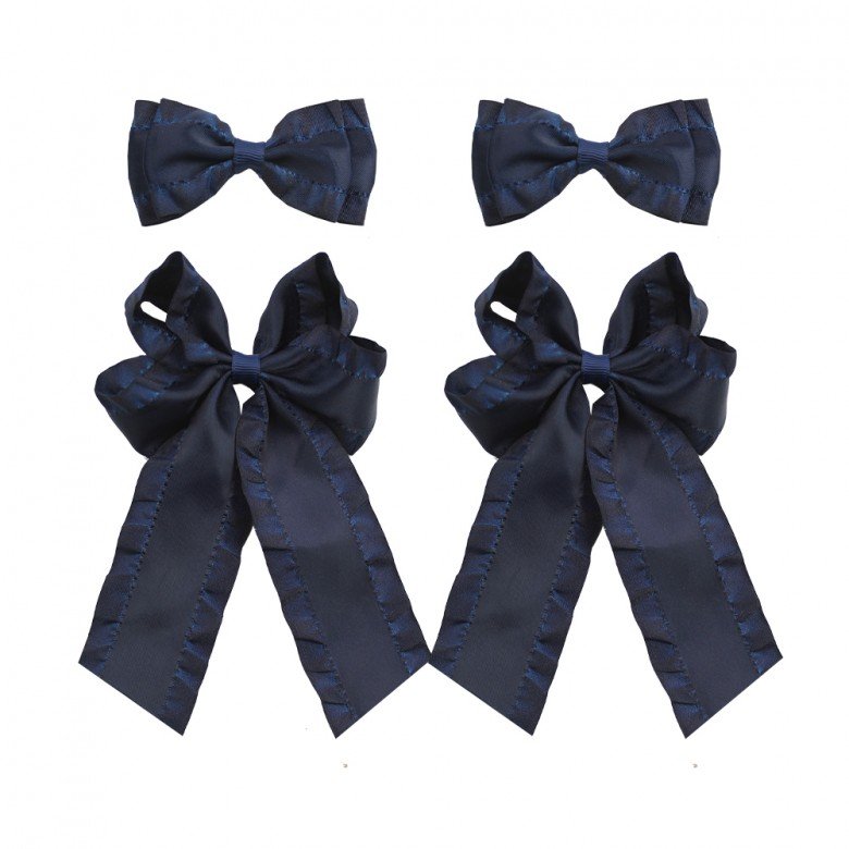 Satin Ruffled Bow Hair Clips Set Double Ruffle Ribbon Barrettes with Long Tail for Girls Hair Accessories