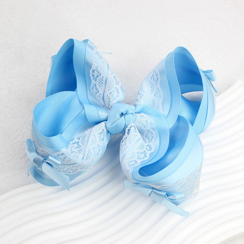 Lace Grosgrain Ribbon Hair Bows Clips