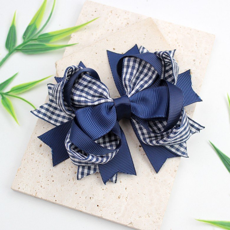 Back to School Gingham Hair Bow Clips for Girls Students Uniform Plaid Hair Bow Clip Kids Hair Bow Accessories