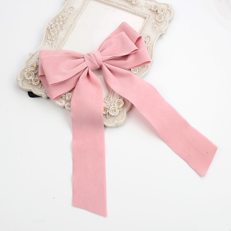 Suede Long Sailor Hair Bows for Girls Matte Suede Bowknot Bow for Fall Winter Women Hair Bow Accessories