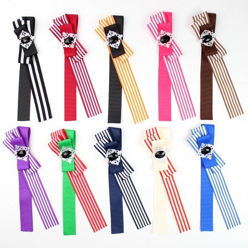 Simple Daily Bow Tie Brooch Tie Pin Hand Made Ribbon Brooch with Pearl Bead Accessories for Dress Shirt