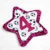 Girls Sport Soccer Football Leather Birthday Badge Soccer Boutique Glitter Star Birthday Badge Kids Birthday Outfit Accessories