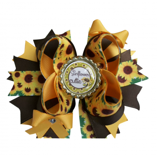 Sunflower Hair Bow Yellow and Brown Sunflowers Hair Clip Sunflower Hair Bow Yellow and Brown Sunflowers Hair Clip