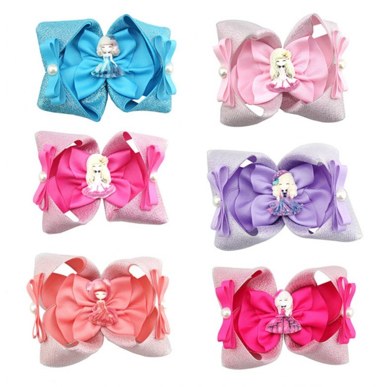 Little princess girl hair bows big glitter ribbon doll baby hair bows Little princess girl hair bows big glitter ribbon doll baby hair bows