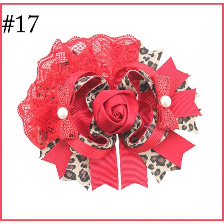 6‘’over the top girl hair bows big lace OTT hair clips with rhinestones center rose hair bows 6‘’over the top girl hair bows big lace OTT hair clips with rhinestones center rose hair bows