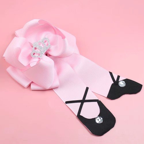 Ballet Shoes Hair Bow Clip with Crown Princess Beautiful Hair Bows for Kids Girls Hair Accessories