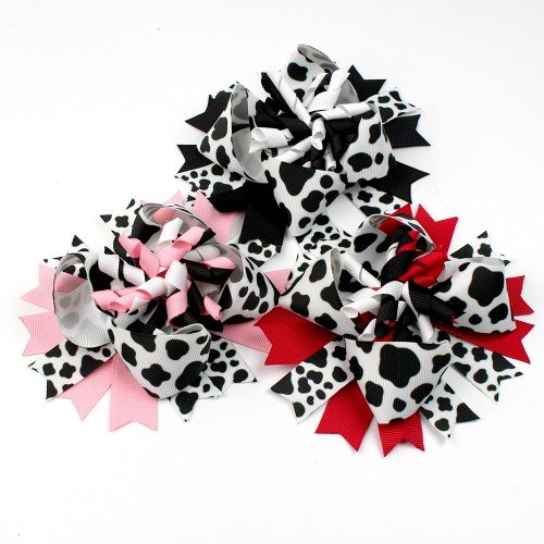 cow pattern korker hair bows
