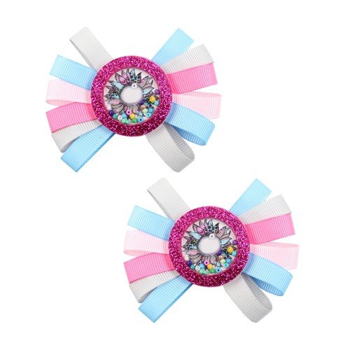 Summer Colorful Shaker Hair Bows Cute Ice Cream 4th of July Patrotic Hair Bow Set Kids Boutique Hair Accessories