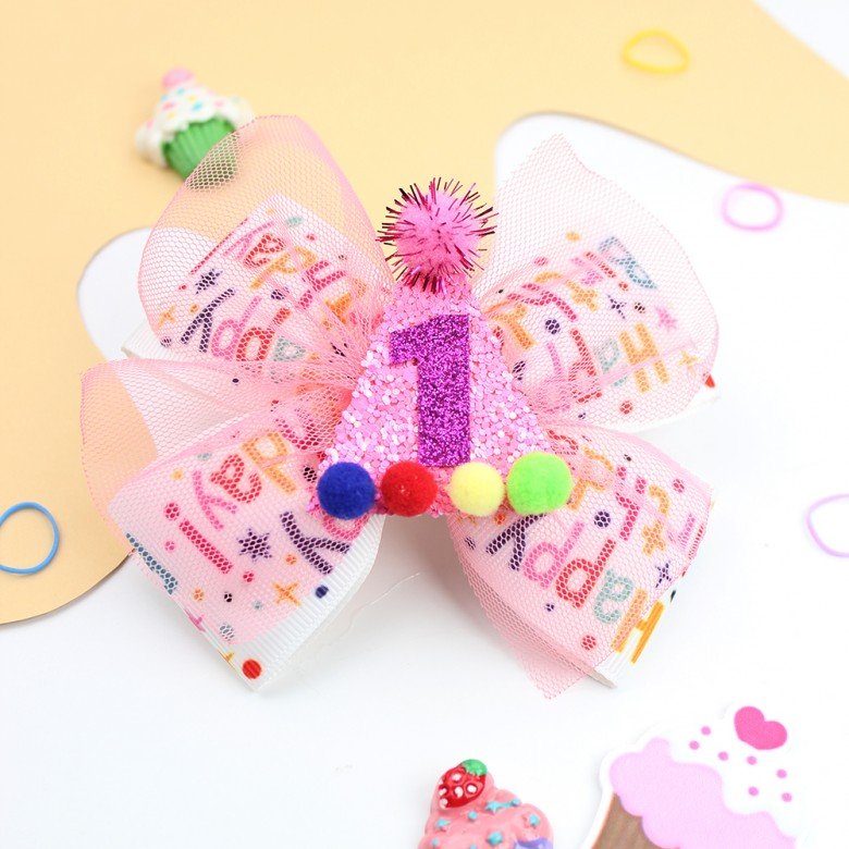 Happy Birthday Bow Birthday Hat Hair Clips Happy Birthday Bow Birthday Hat Hair Clips