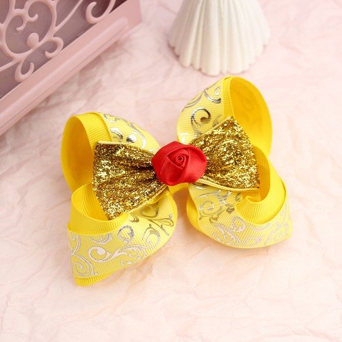 Girls Princess Hair Bow Clips with Rose Decoration Snowflake and Floral Hair Bow Accessories for Kids
