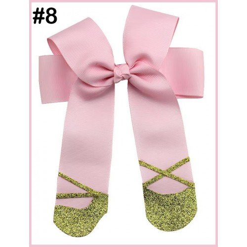 Dancing Ballet Shoes Toddler Sparking Hair Bow Boutique Cheer Bows Ballerina Glitter Hair Bows