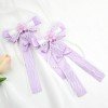 Lolita Cherry Blossom Hair Bow Clips Japanese Lolita Kawaii Lace Long Tail Hair Bow with Cherry Blossom for Cosplay