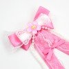 Lolita Cherry Blossom Hair Bow Clips Japanese Lolita Kawaii Lace Long Tail Hair Bow with Cherry Blossom for Cosplay