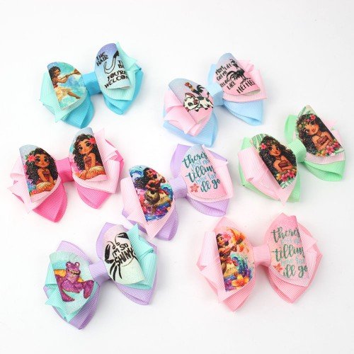 moana glitter leather hair bows