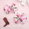 2pcs /set Horse Show Long Tail Sailor Bows with Glitter Boots Hair Bows Western Cowgirl Printed Ribbon Hair Clip Girls Hair Accessories