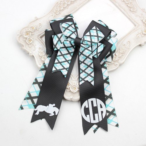 Equestrian Show Bows Monogrammed Equestrian Horse Show Competition Bows Clips Plaid Equestrian Horse Show Bows for Girls