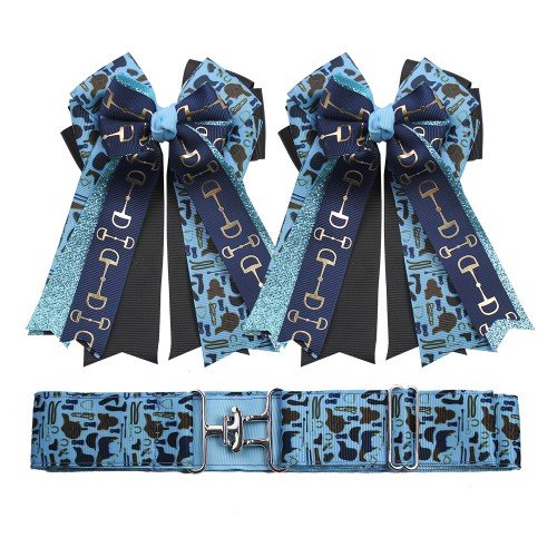 Equestrian Show Bows and Belts Monogrammed Equestrian Horse Show Competition Bows Clips for Girls