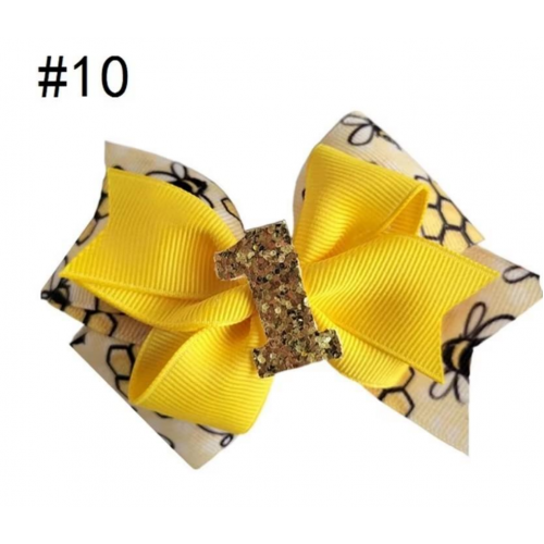 Boutique Bee Themed Bows，Bee Pattern Hair Bows with Clips