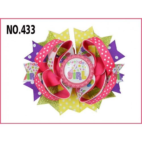 Happy Birthday Hair Bows with Hair Clips for Girl Accessories