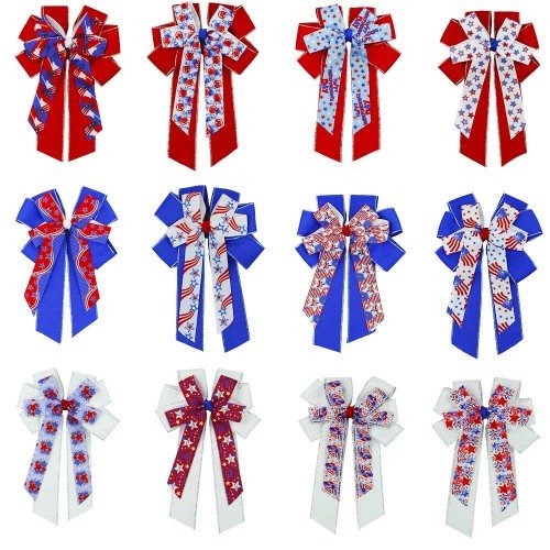 5'' USA Flag Cheer Bows for kids Children Hair Bow Girls Striped Hair Accessories with Stars 4th of July Grosgrain Ribbon  