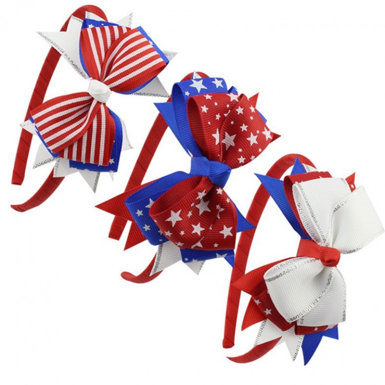 4'' USA Flag headbands for kids Children Hair Bow Girls Striped Hair Accessories with Stars 4th of July headbands 4'' USA Flag headbands for kids Children Hair Bow Girls Striped Hair Accessories with Stars 4th of July headbands