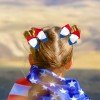 3.9inch Independence Day Patriotic Hair Bows with Rhinestone 4th of July Blue White and Red Hair Clip Girls Hair Accessories