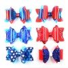 3.5inch 4th of July Patriotic Hair Bows Clip Independence Day Festival Glitter Leather Hair Clip Kids Girls Hair Accessories