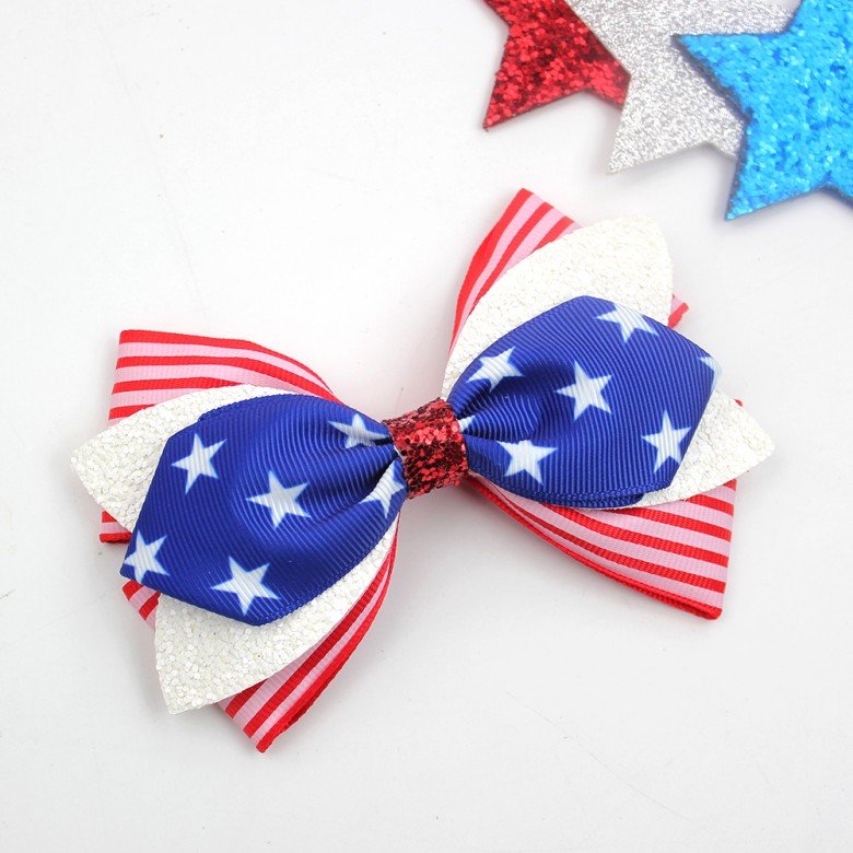 4th of July Patriotic Ribbon Glitter Hair Bow Clips Independence Day Hair Clip for Girls Kids Hair Accessories 4th of July Patriotic Ribbon Glitter Hair Bow Clips Independence Day Hair Clip for Girls Kids Hair Accessories