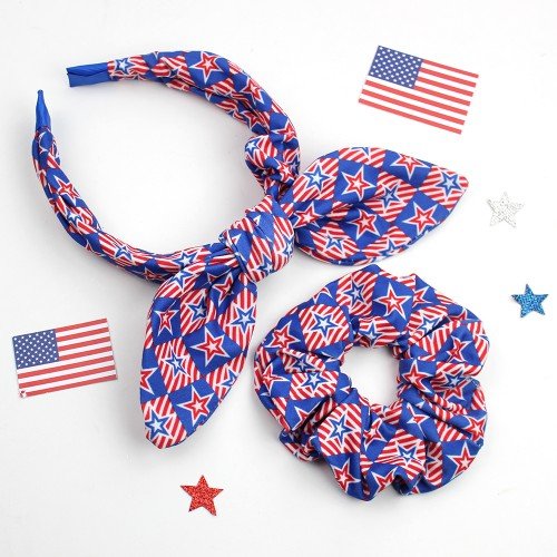 Wholesale 4th of July Patriotic Hair Bow Clips Independence Day Long Tail Sailor Bows for Girls Kids Patriotic Hair Accessories