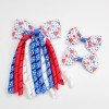 Girls Independence Day Red White Blue Hair Bow Clip Patriotic American Flag Curly Ribbon Hair Bow Accessories