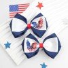 2pcs Girls Independence Day Patriotic Hair Bow Clip 4th of July American Flag Iron-on Transfer Hair Bow Accessories