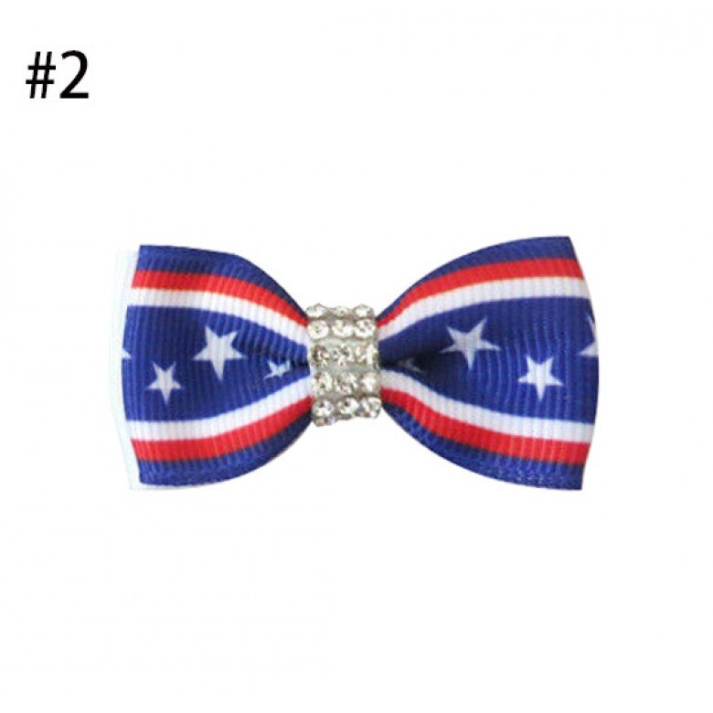Girl 2" Double Bowknot Hair Bow Clip July 4th US Independence National Day flag children's Ribbon Hair Bow With Clip Hair Accessories Girl 2" Double Bowknot Hair Bow Clip July 4th US Independence National Day flag children's Ribbon Hair Bow With Clip Hair Accessories