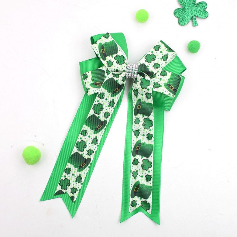 St Patrick's Day Lucky Clover Hair Bows Girls Shamrock Long Streamer Hair Bow Clip Kids Tassel Hair Accessories St Patrick's Day Lucky Clover Hair Bows Girls Shamrock Long Streamer Hair Bow Clip Kids Tassel Hair Accessories