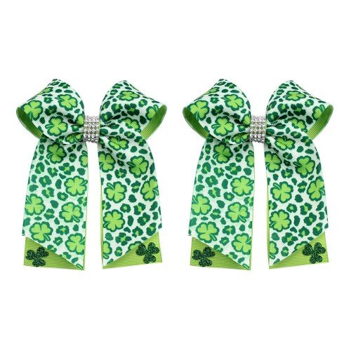 St.Patrick's Day Shamrock Lucky Clover Cheer Bow 