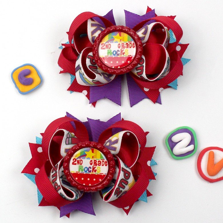 3-3.5 Pigtail Hair Bows Back to School Hair Bows Pencil Hair Clips I love School 3-3.5 Pigtail Hair Bows Back to School Hair Bows Pencil Hair Clips I love School