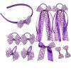 Back to School Students Gingham Hair Accessories Set for Girls Gingham Streamers Hair Clips Tie School Headband