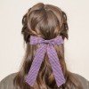 Girls Gingham Hair Bow Clip Back to School Long Streamer Hair Clip Plaid Tassel Bows Kids Checked Hair Bow Accessories