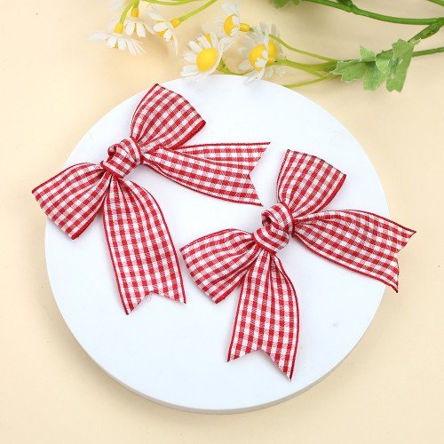 2pcs/pair Gingham Hair Bow Clip for Girls Solid Color Check Tartan Hair Clips Cute Plaid Bows Kids Hair Bow Accessories