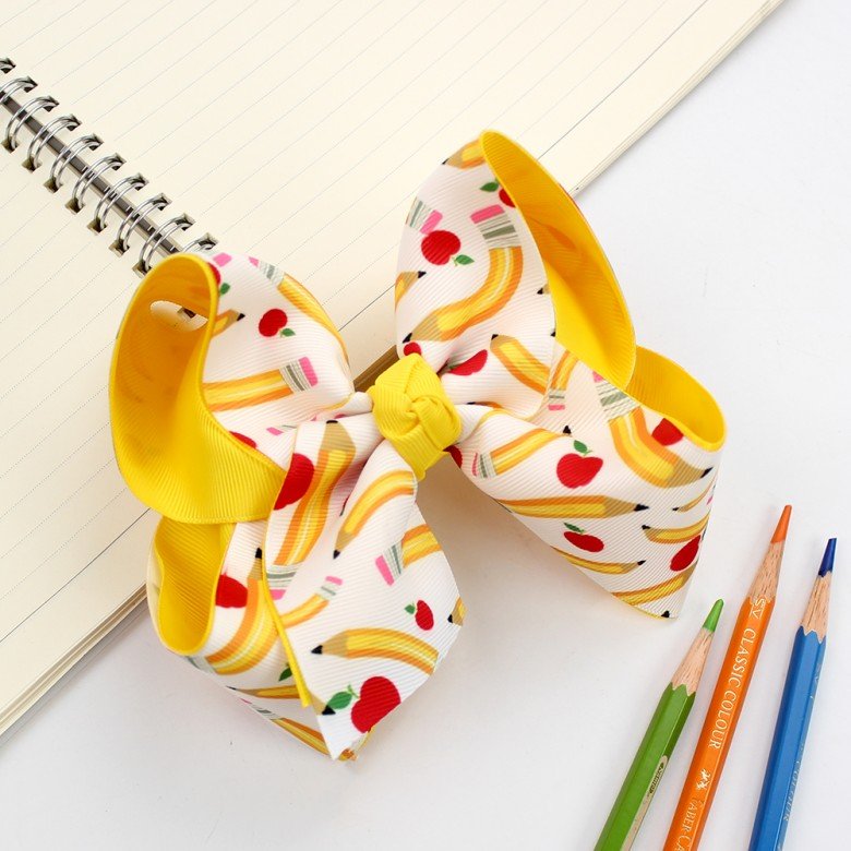 5inch back to school themed boutique hair bows ,crayons hair bows ,double-layered grosgrain ribbon bows 5inch back to school themed boutique hair bows ,crayons hair bows ,double-layered grosgrain ribbon bows