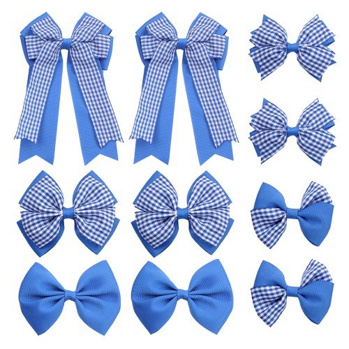 10Pcs Gingham Hair Bows Set, Plaid and Solid Grosgrain Ribbon Bow Clips for Girls, School Hair Accessories Pack 10Pcs Gingham Hair Bows Set, Plaid and Solid Grosgrain Ribbon Bow Clips for Girls, School Hair Accessories Pack