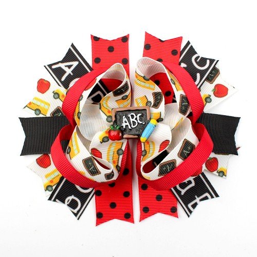 5.3' Back to School Hair Bow Clip School Uniform Stacked Crayon Hair Bow Pencil Kids School Hair Accessories 5.3' Back to School Hair Bow Clip School Uniform Stacked Crayon Hair Bow Pencil Kids School Hair Accessories